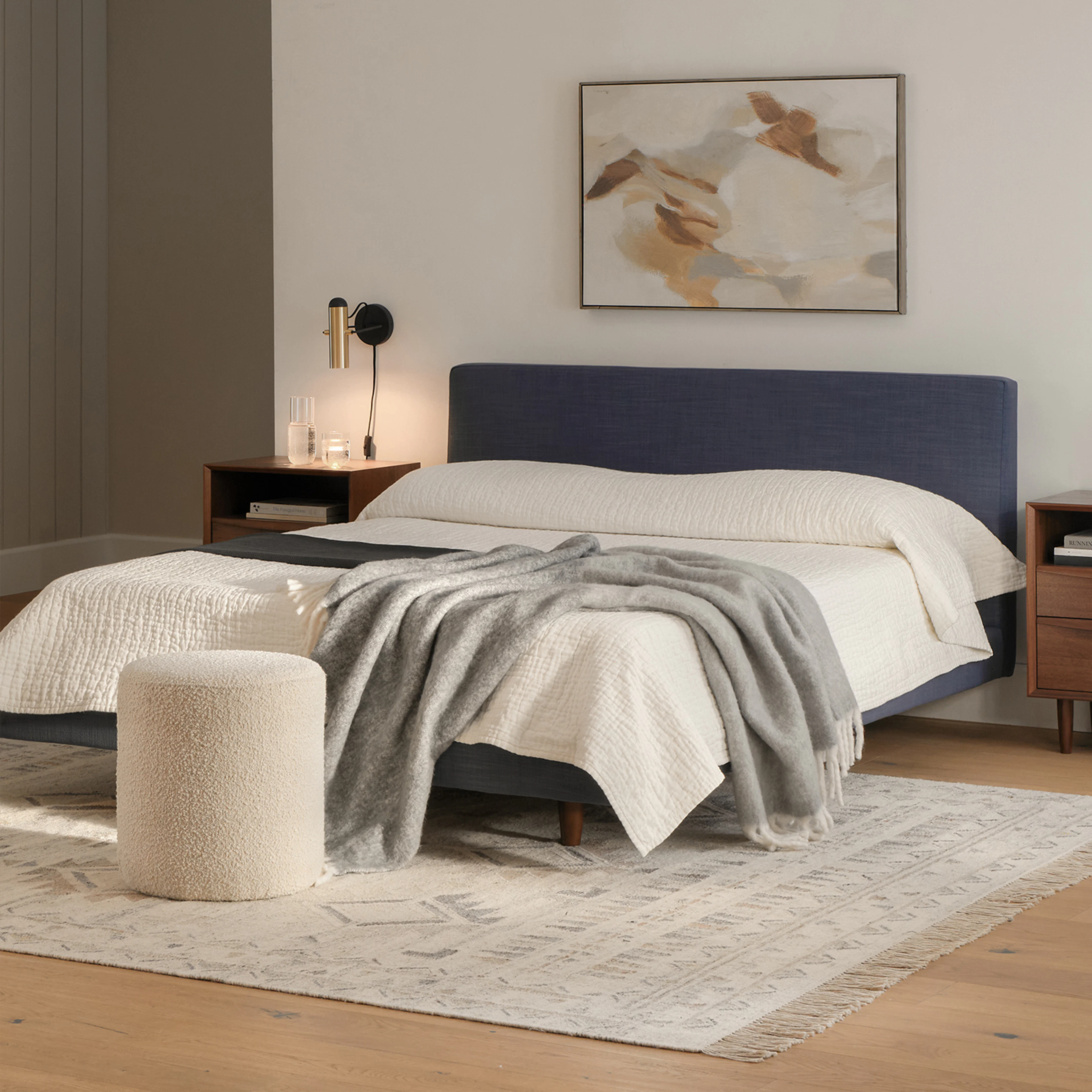 Cilo 16" Ivory Bouclé Ottoman - Stylish & Cozy