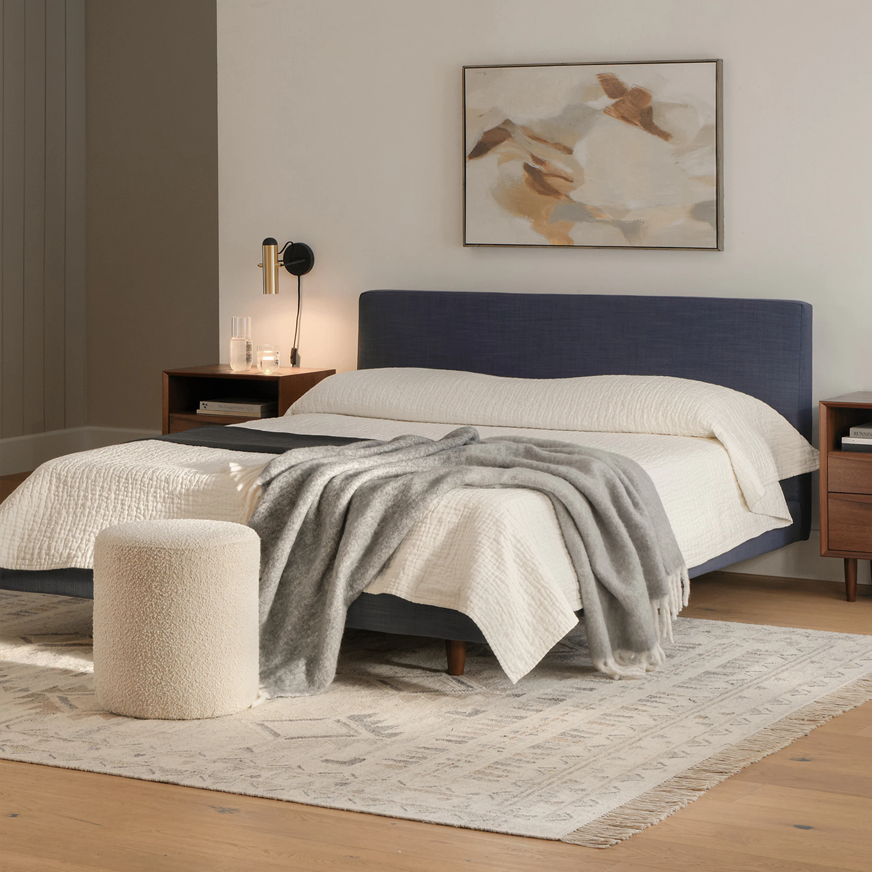 Cilo 16" Ivory Bouclé Ottoman - Stylish & Cozy