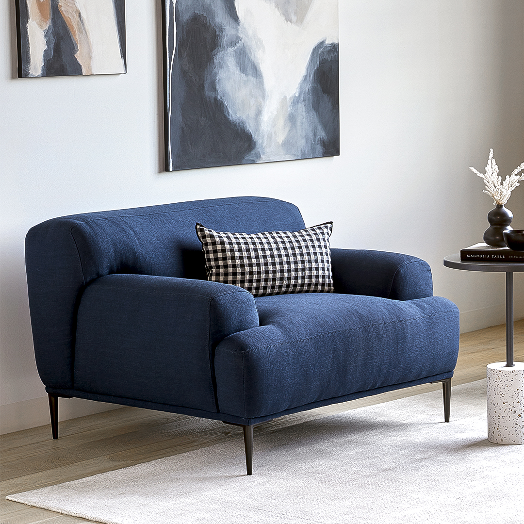 Abisko Aurora Blue Fabric Lounge Chair Article