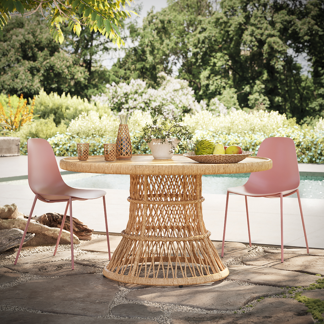 Calliope Acacia Wicker Outdoor Dining Table Article