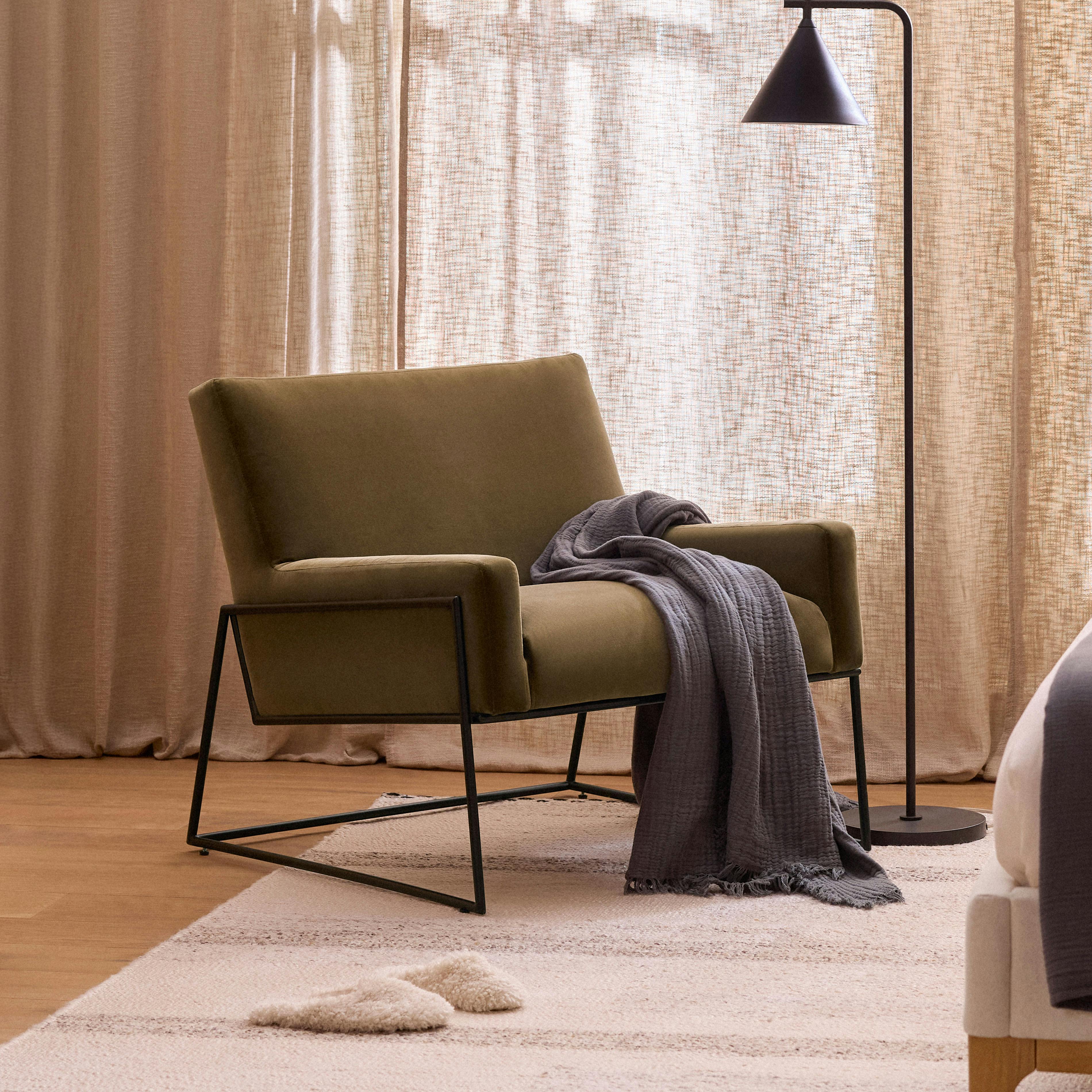 Black Steel & Juniper Green Velvet Lounge Chair | Regis | Article