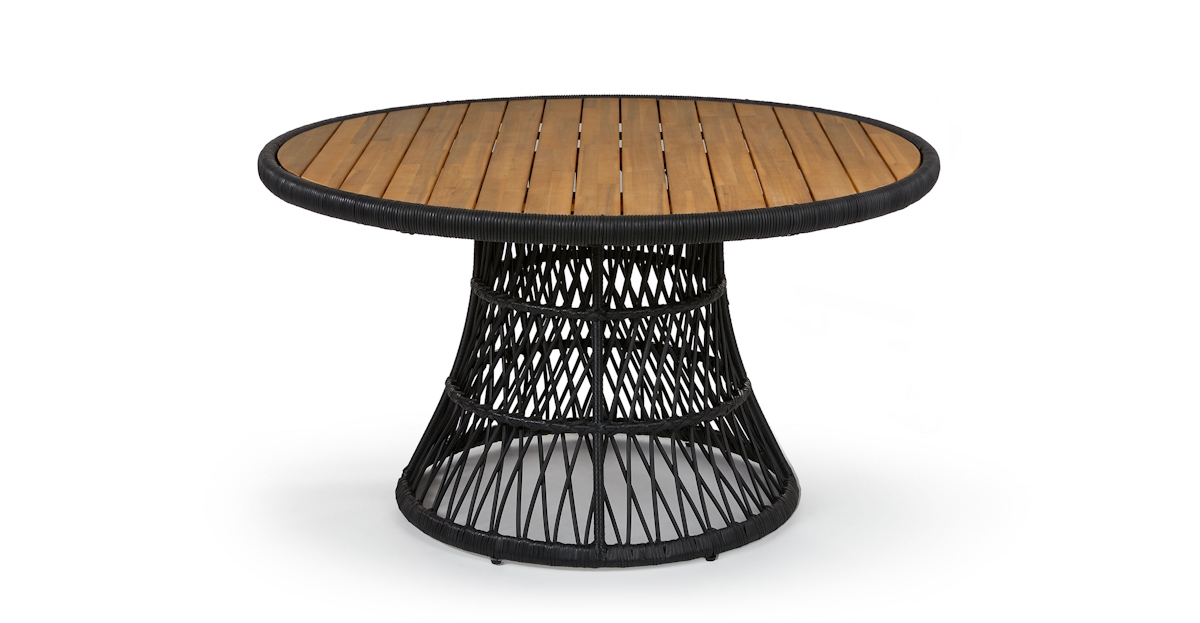 Calliope Acacia & Black Wicker Outdoor Dining Table Article