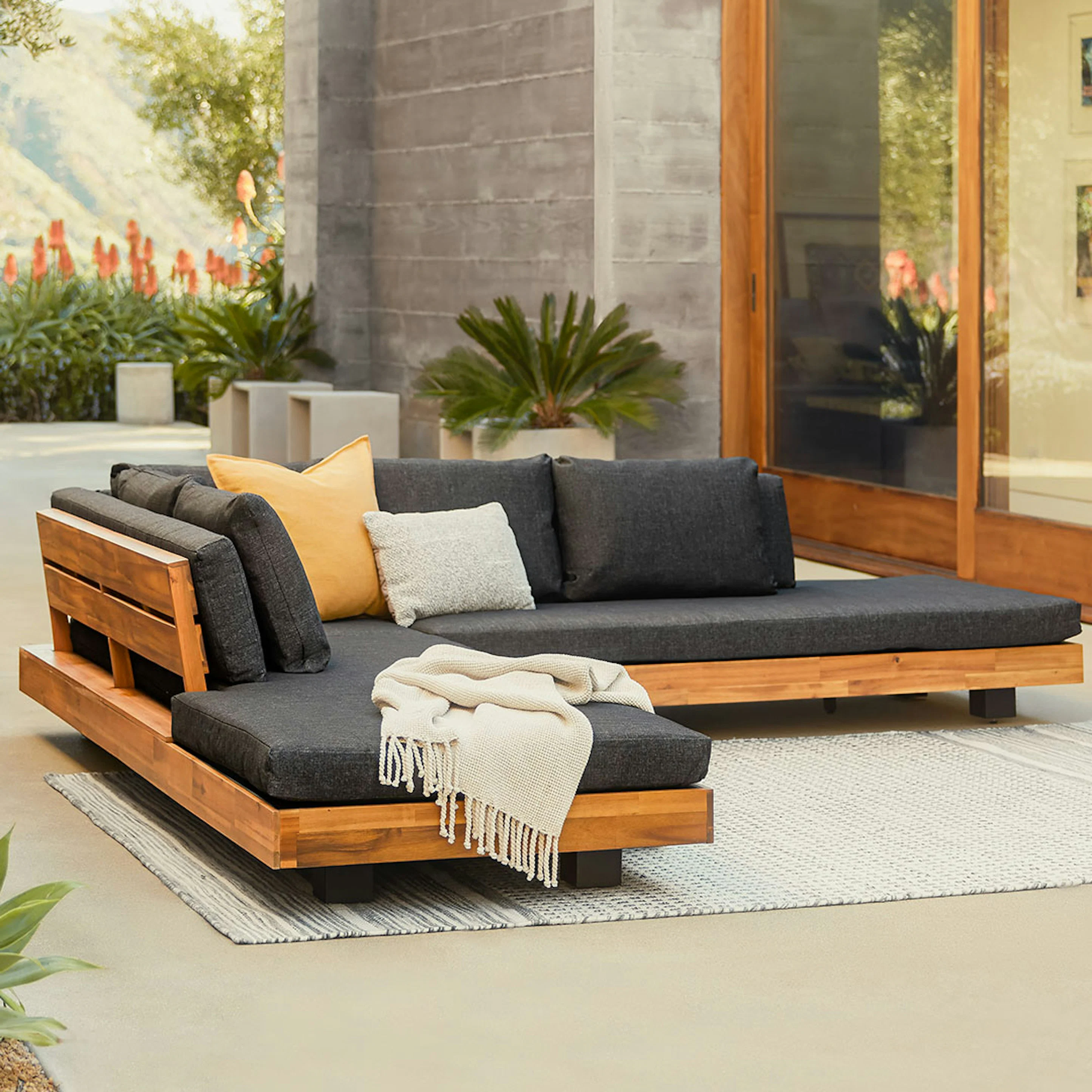 Lubek 100.5" Outdoor Low Corner Sectional - Slate Gray