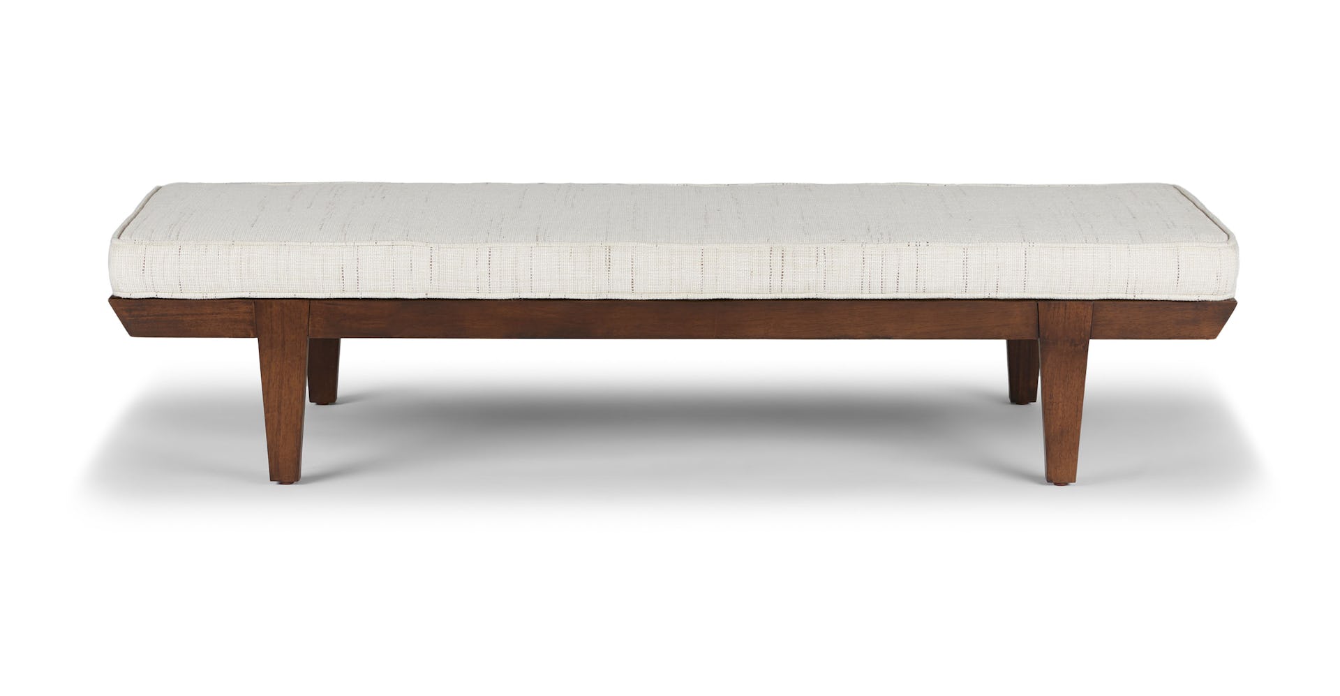 Devon Ivory Senite Fabric Walnut Bench Article
