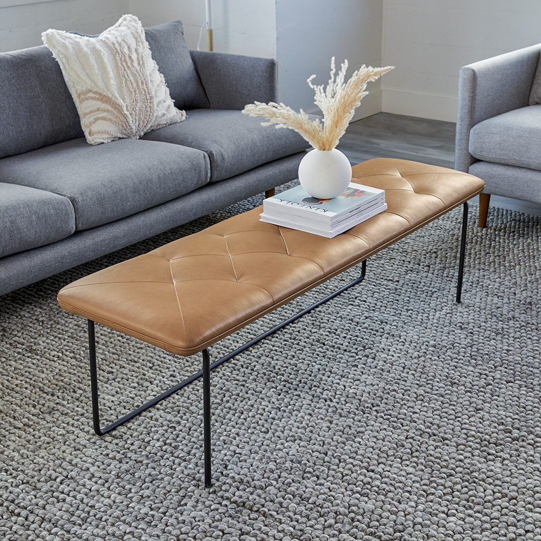 Leather bench coffee table discount