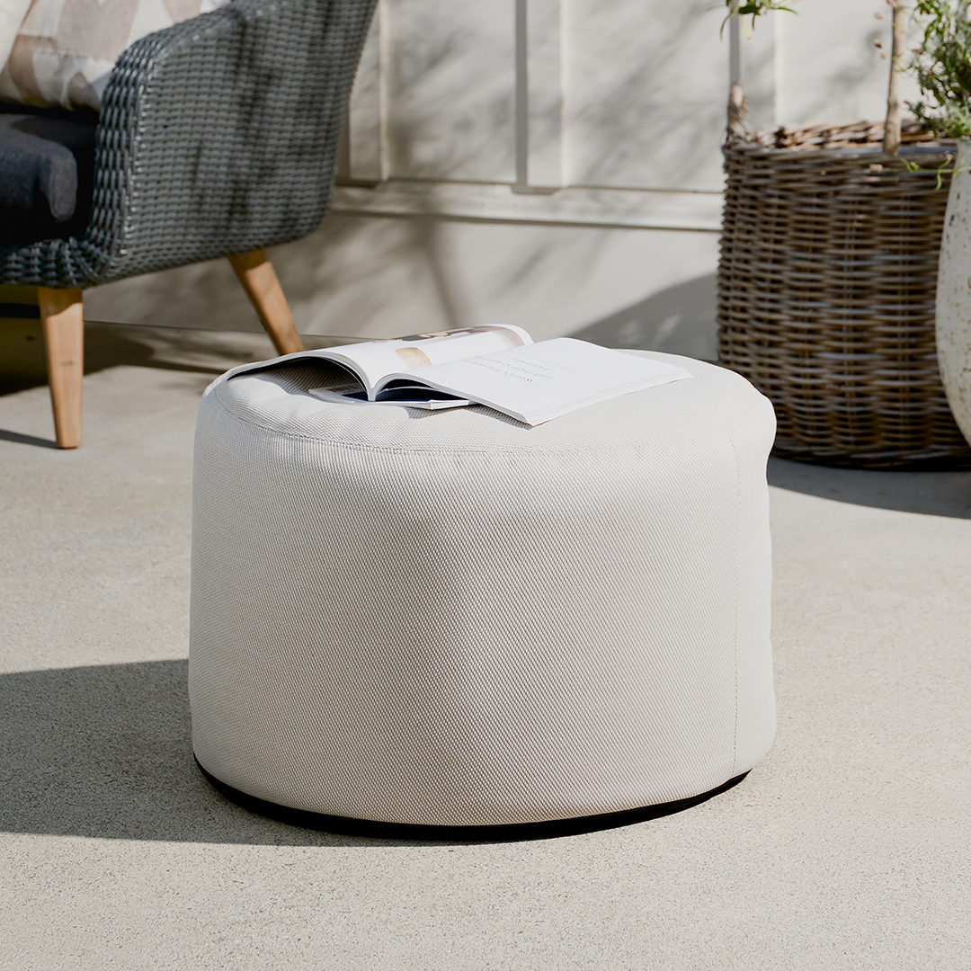 Whisper Gray Olara Indoor/Outdoor Fabric Ottoman | Article