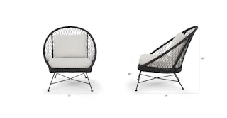 Aeri Black Wicker Outdoor Lounge Chair + Lily White Cushion