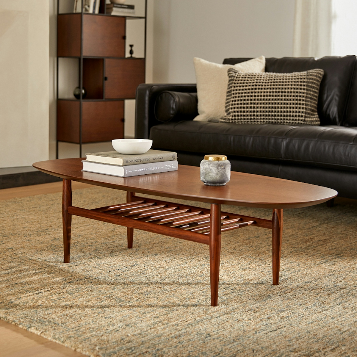 Lenia Walnut Oval Coffee Table | Article