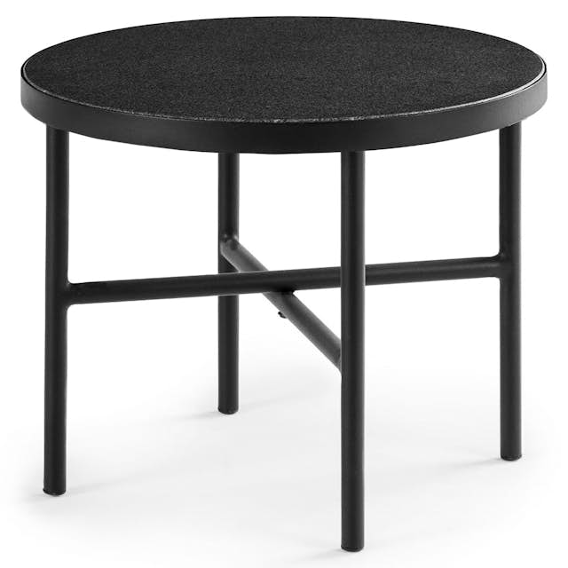 24" Black Powder Coated Steed & Granite Side Table Gera Article
