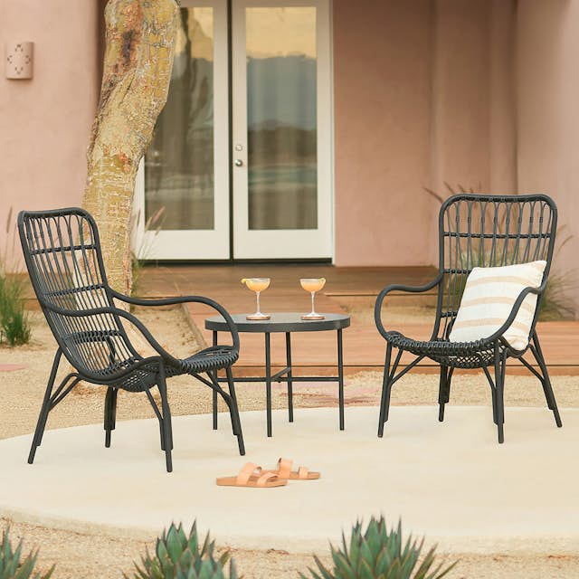 24" Black Powder Coated Steed & Granite Side Table Gera Article