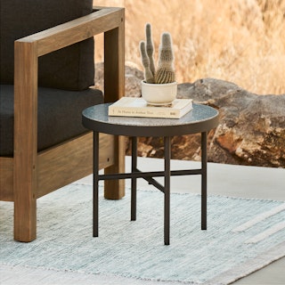 Gera Outdoor Small Side Table - Black Granite