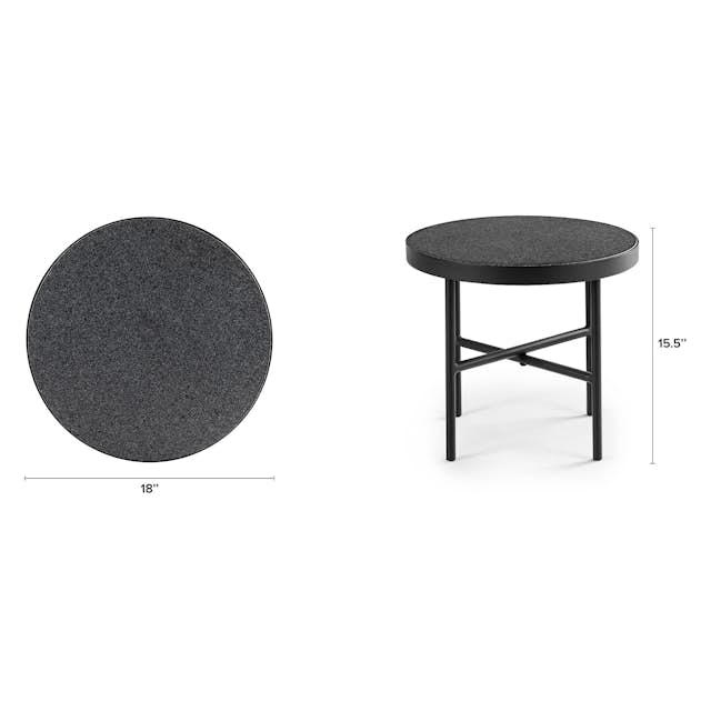 18" Black Powder Coated Steed & Granite Side Table Gera Article