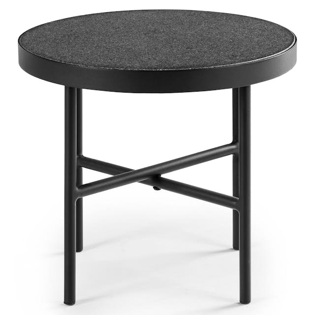 18" Black Powder Coated Steed & Granite Side Table Gera Article