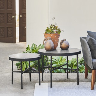 Gera Black Granite Side Table Set