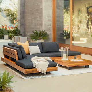 Lubek 100.5" Outdoor Low Corner Sectional Set - Slate Gray