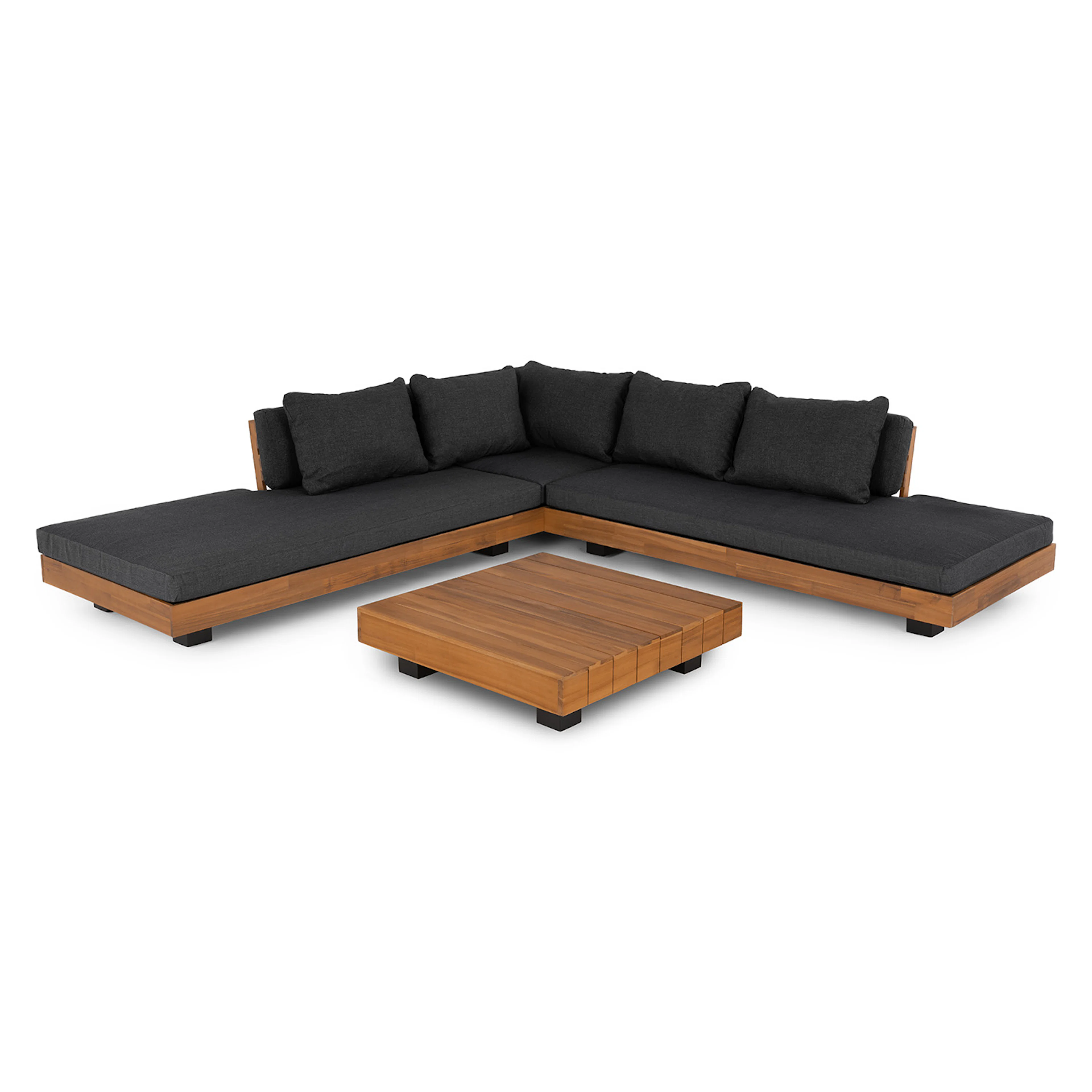 Lubek 100.5" Outdoor Low Corner Sectional Set - Slate Gray