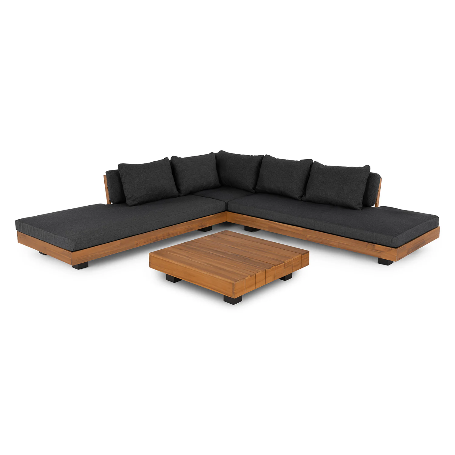 Lubek 100.5" Outdoor Low Corner Sectional Set - Slate Gray