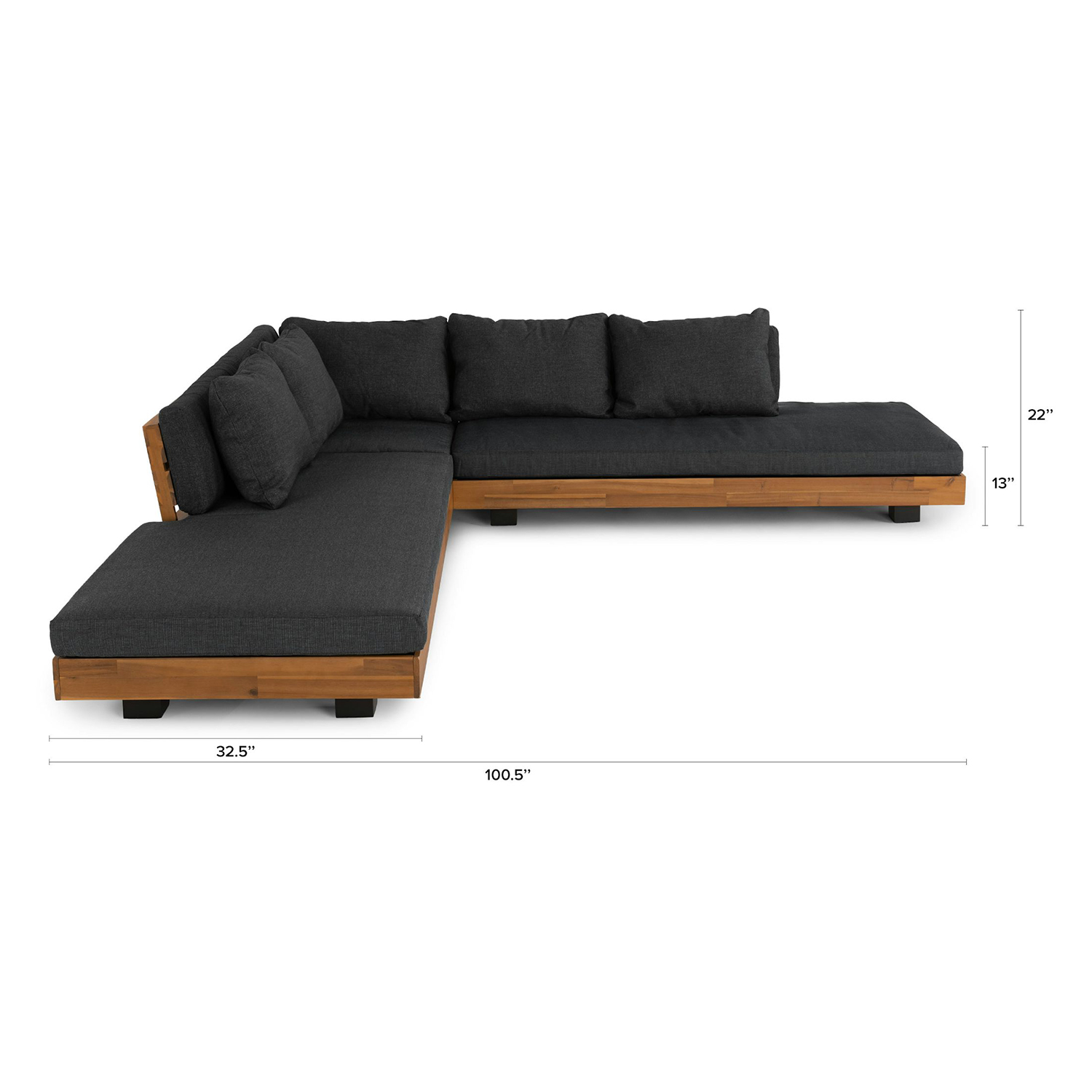 Lubek 100.5" Outdoor Low Corner Sectional Set - Thumbnail 3