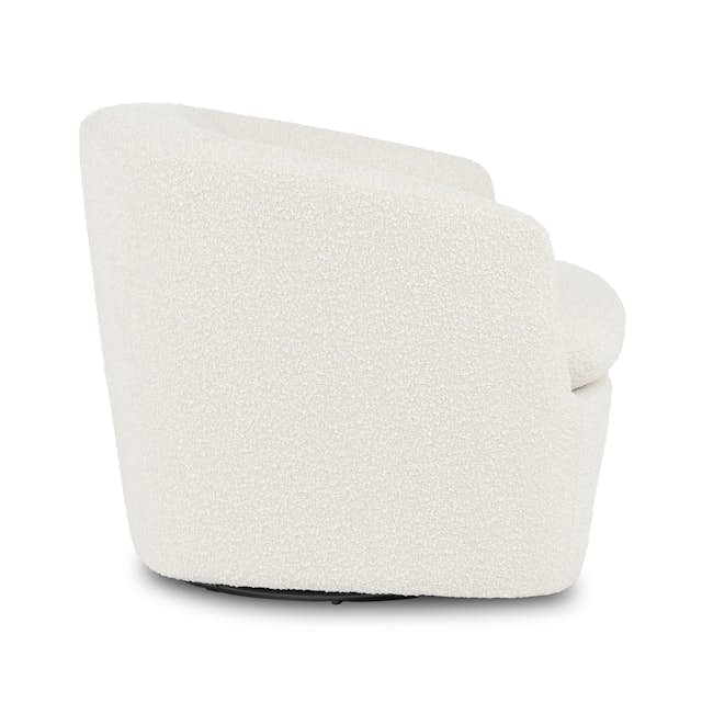 Ivory Bouclé Fabric Swivel Lounge Chair Turoy Article