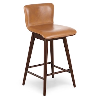 Sede Leather Swivel Counter Stool - Walnut and Toscana Tan