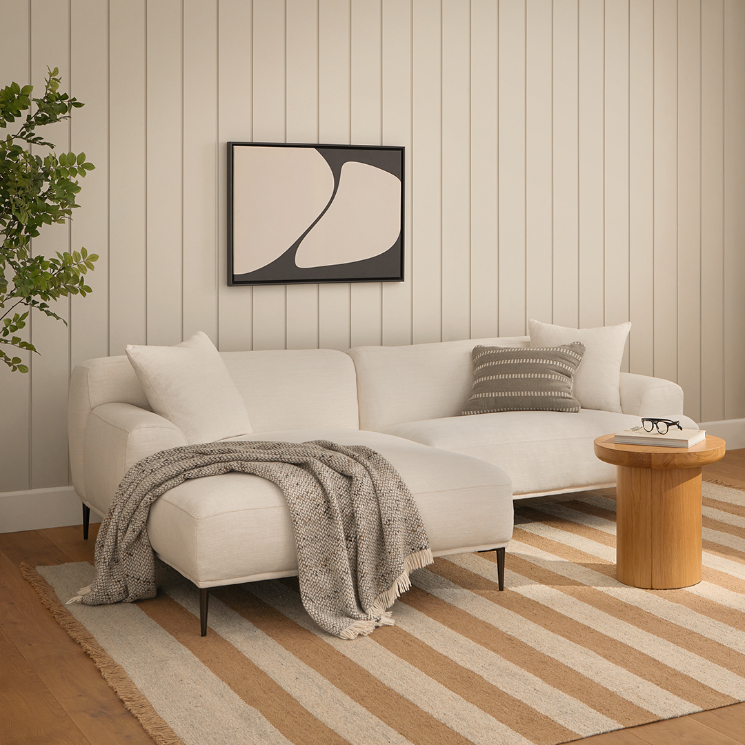 Abisko Quartz White Fabric Left Chaise Sectional | Article