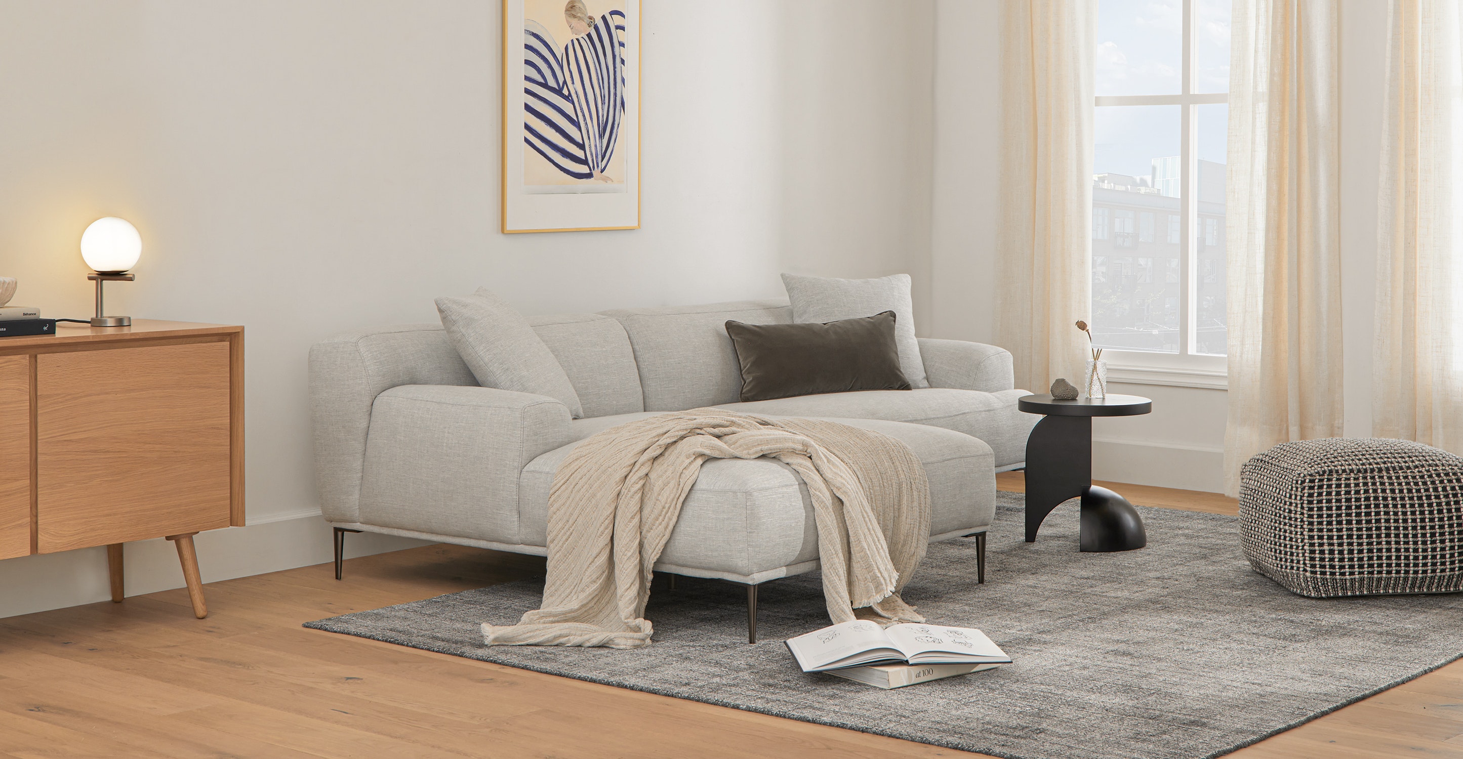 Abisko Mist Gray Fabric Left Chaise Sectional | Article