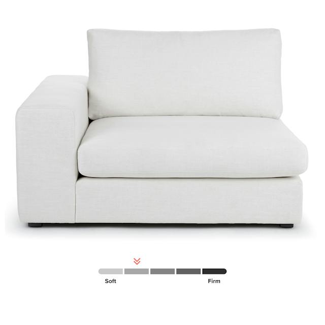 Beta Quartz White Fabric Modular Sofa Module, Left Arm | Article