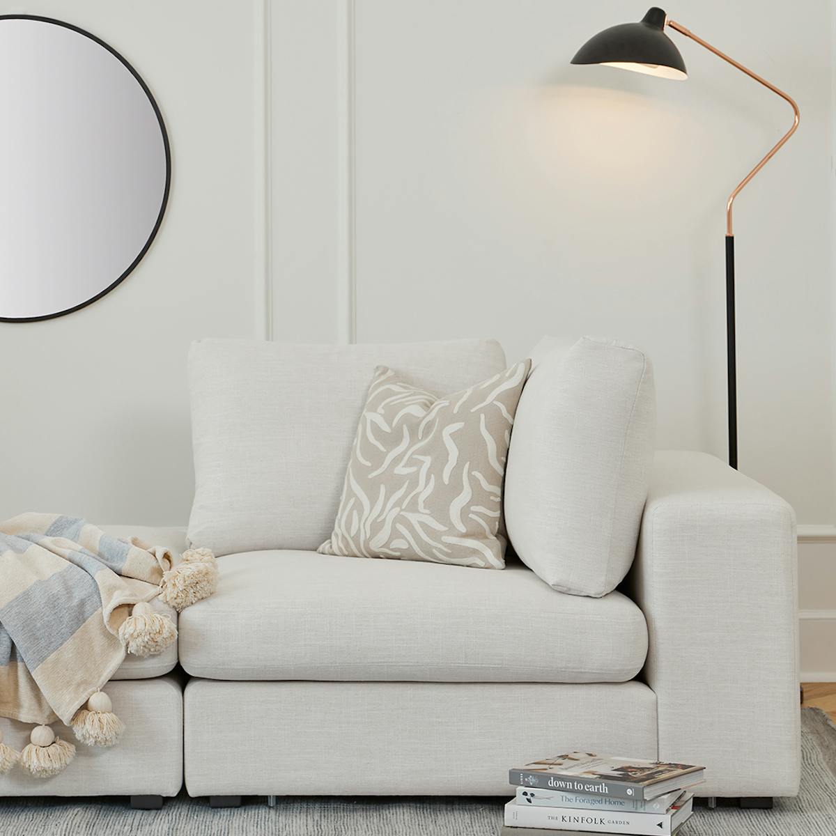 Beta Quartz White Fabric Modular Sofa Module, Corner | Article