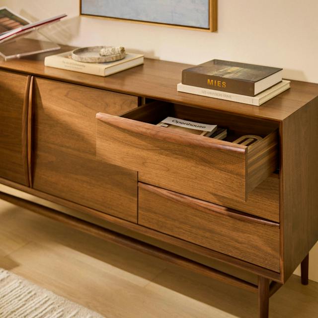 Lenia Black Walnut Wood Sideboard w/ Drawers & Cabinet | Article