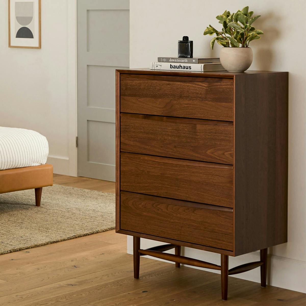 Lenia Black Walnut Solid Wood Dresser w/ 4 Drawers | Article