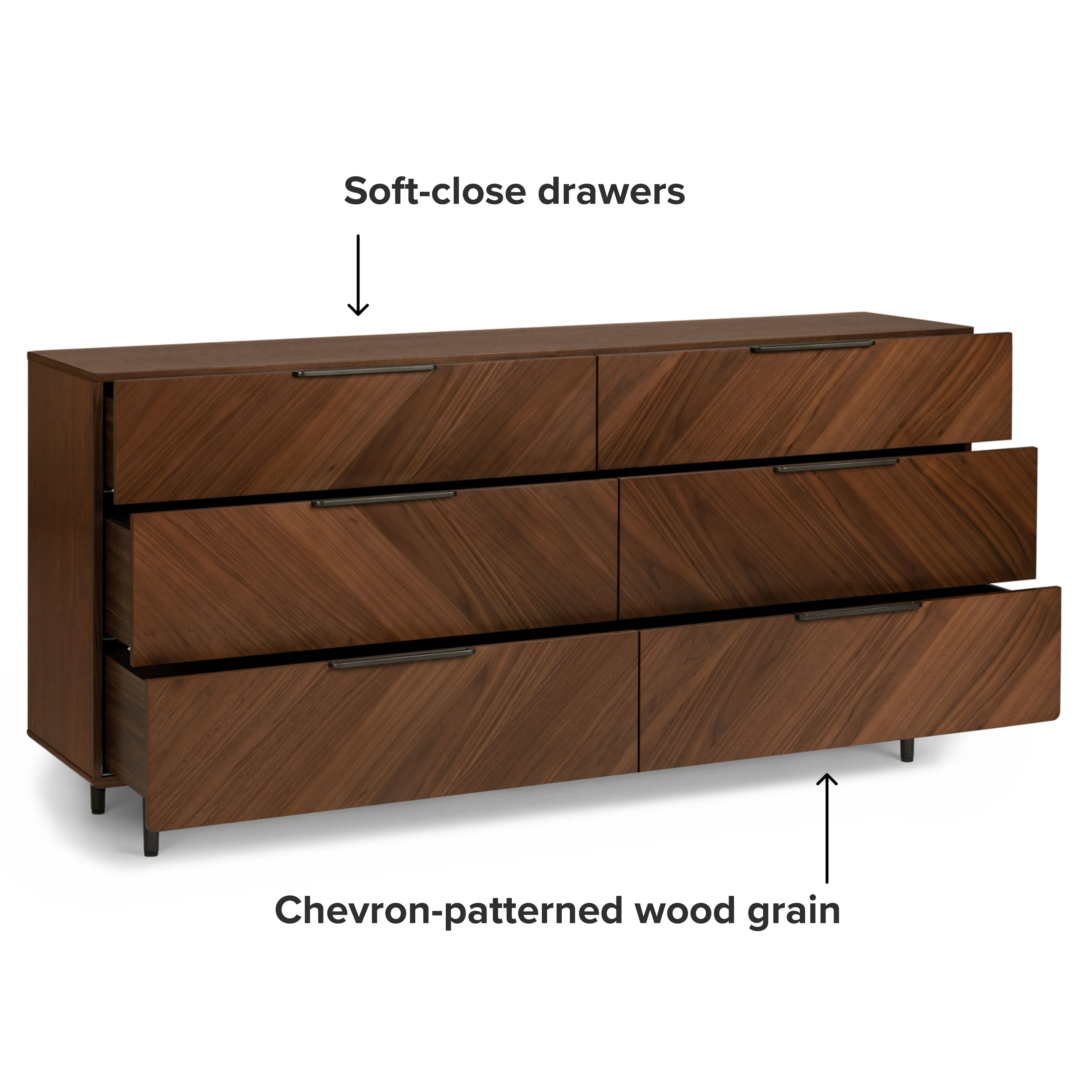 Nera 6-Drawer Double Dresser - Walnut