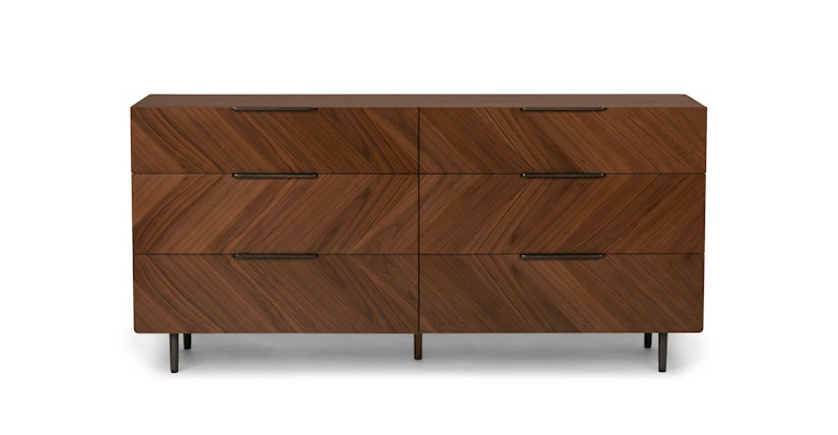Walnut Wood Double Dresser W 6 Drawers, Dresser Delivery And Assembly