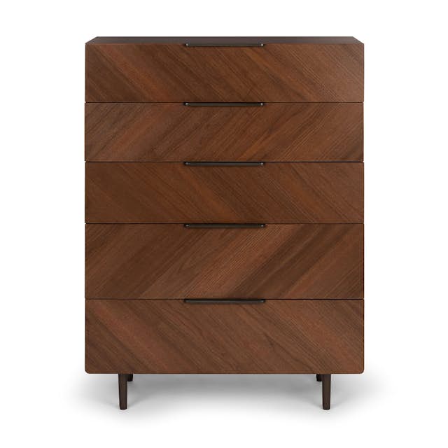 Tall Walnut Wood Dresser w/ 5 Drawers | Nera | Article