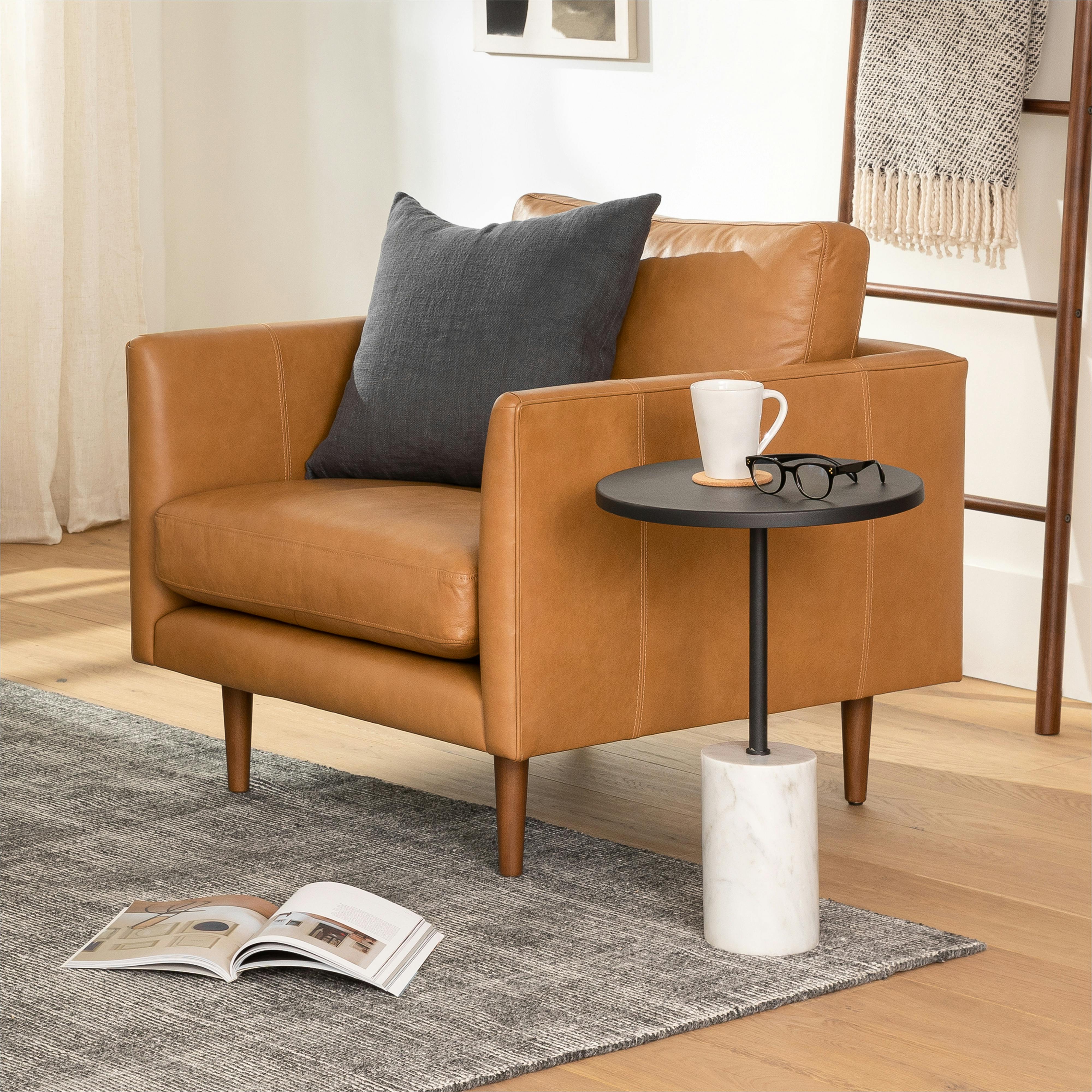 Burrard 32" Leather Lounge Chair - Bella Caramel