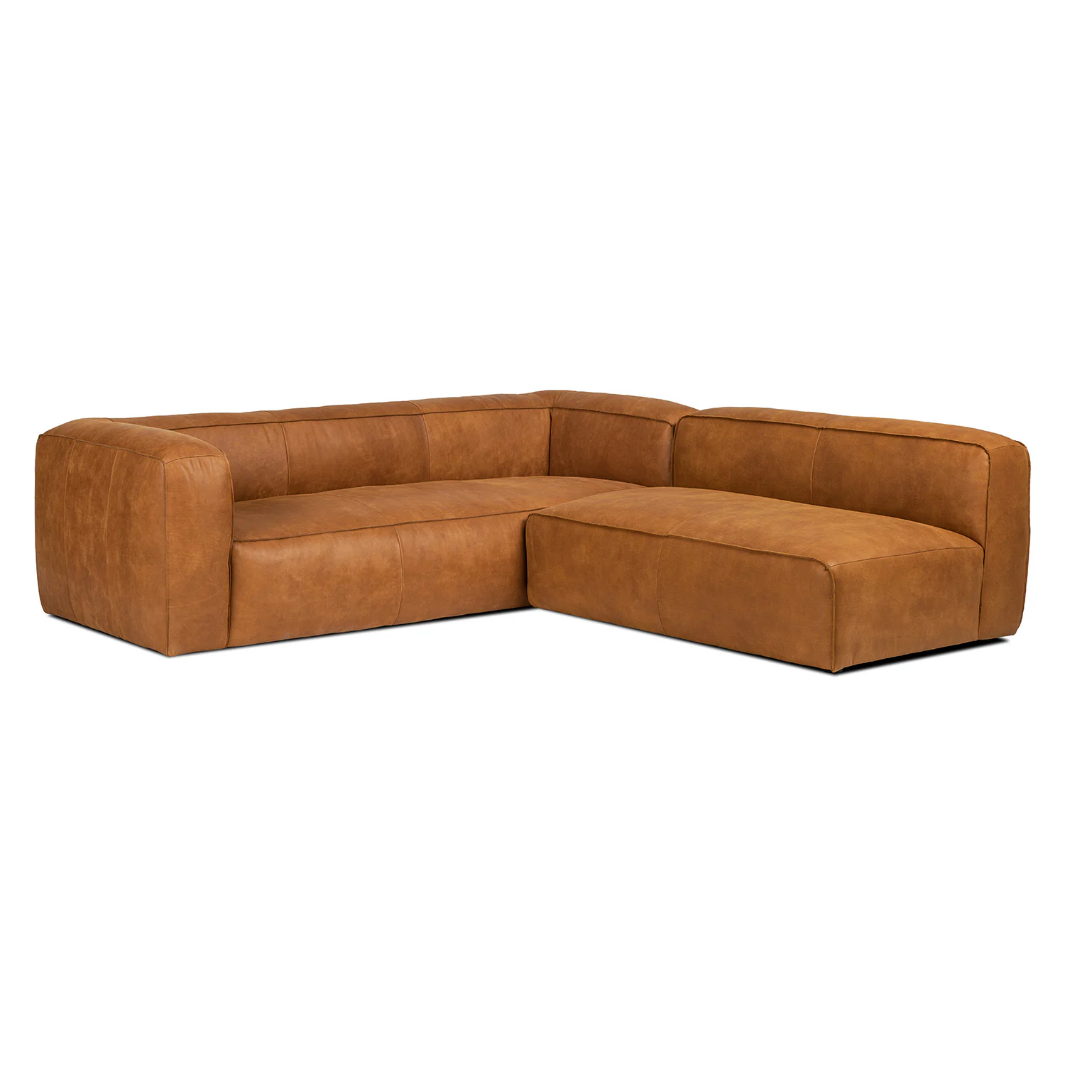 Cigar 94.5" Rawhide Tan Leather Sectional Sofa