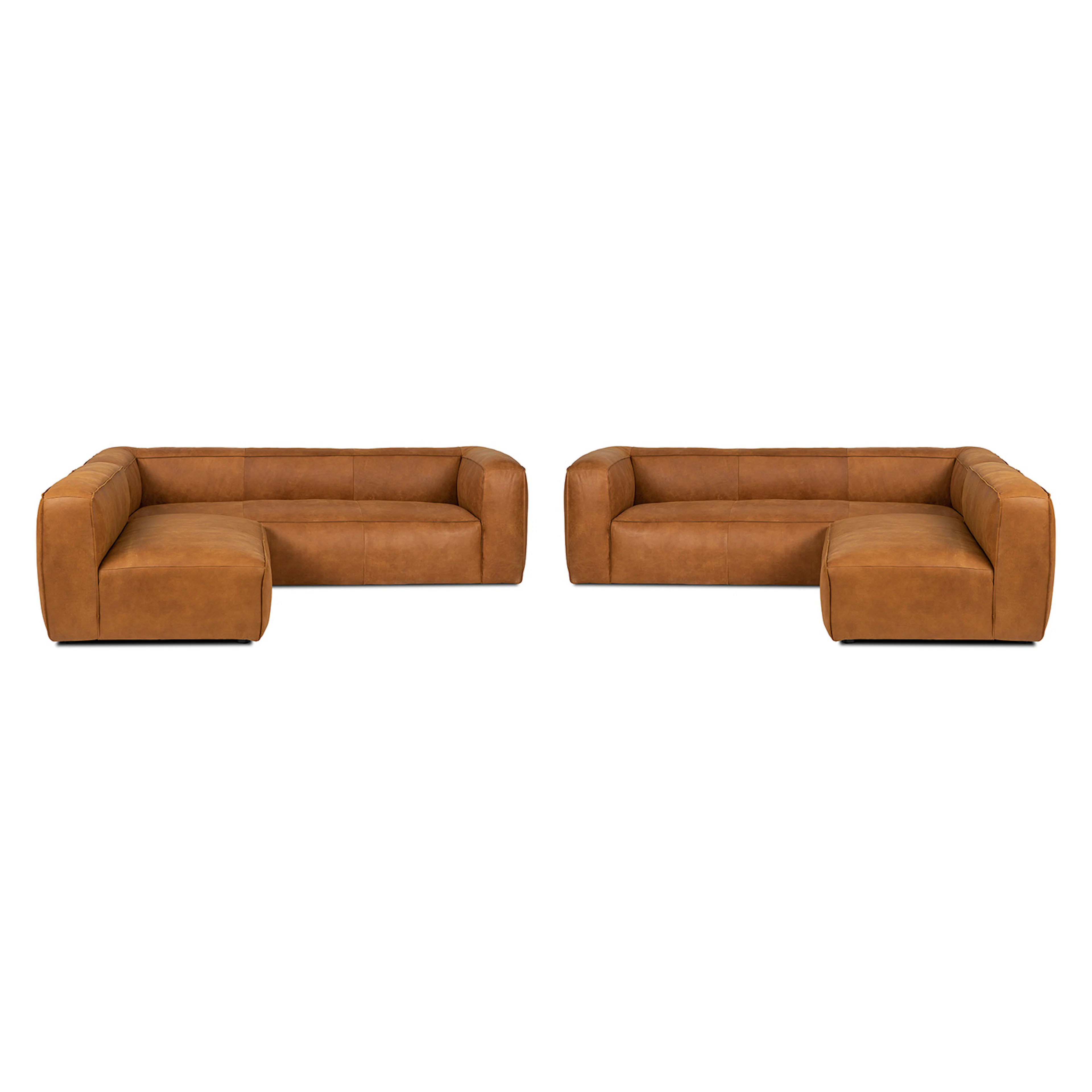 Cigar 94.5" Rawhide Tan Leather Sectional Sofa