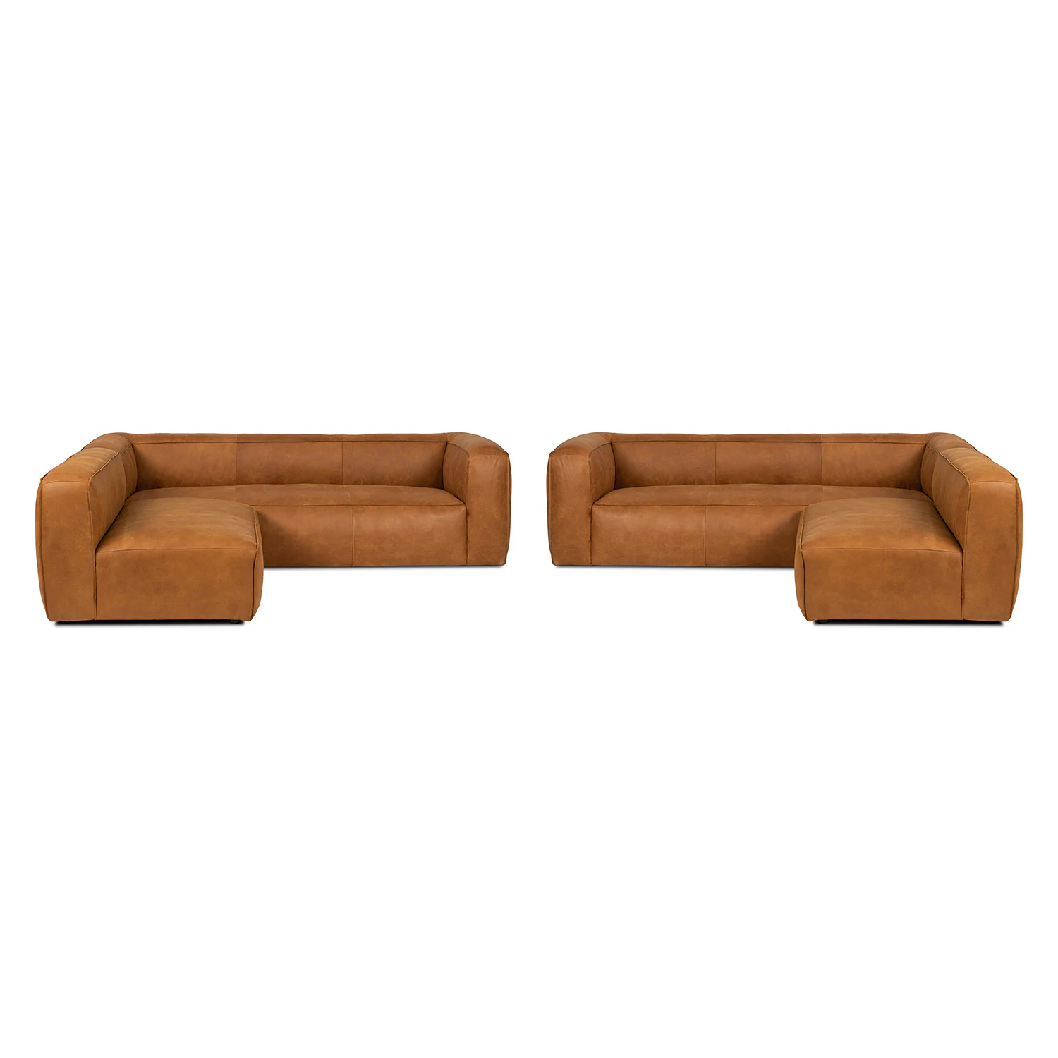 Cigar 94.5" Rawhide Tan Leather Sectional Sofa