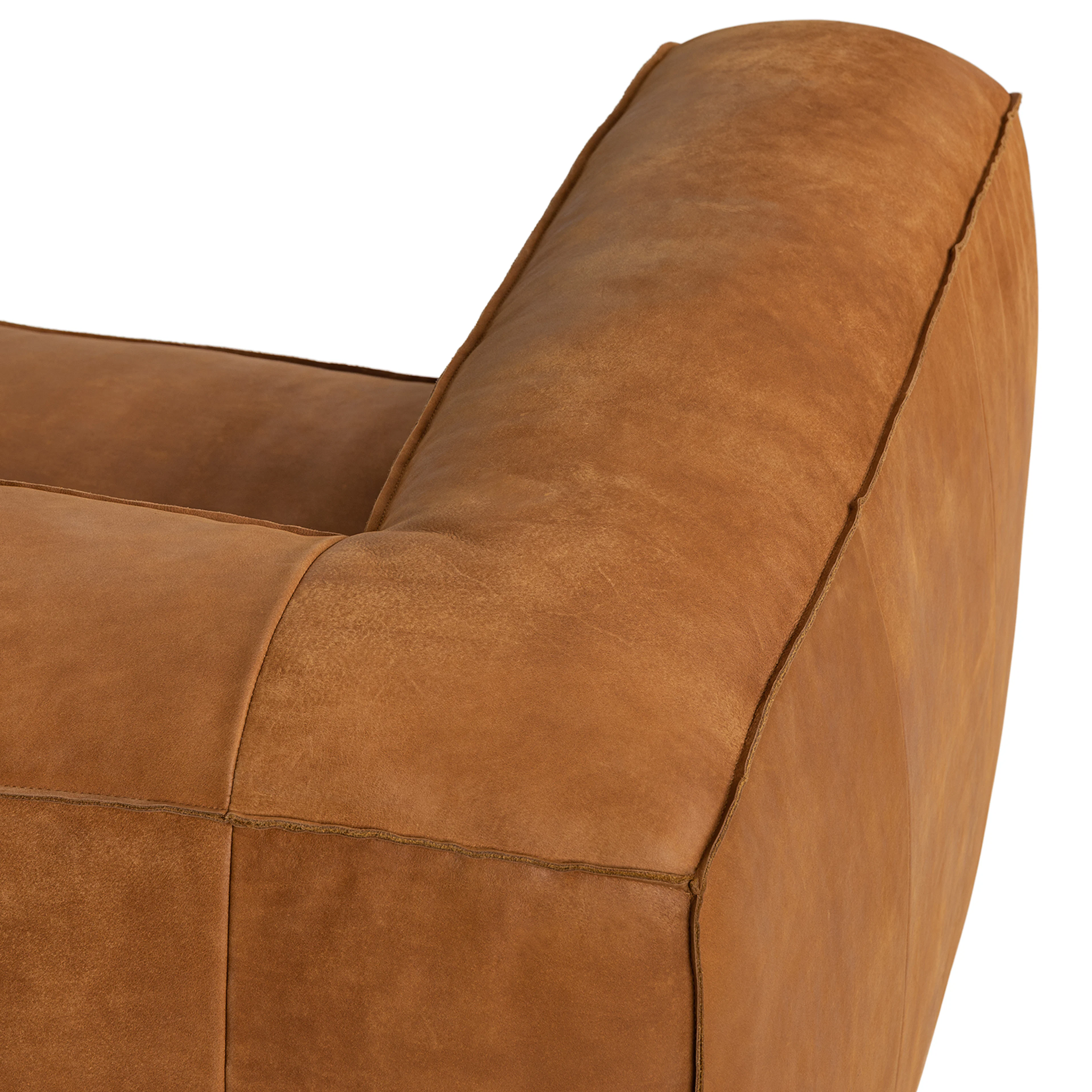 Cigar 94.5" Rawhide Tan Leather Sectional Sofa