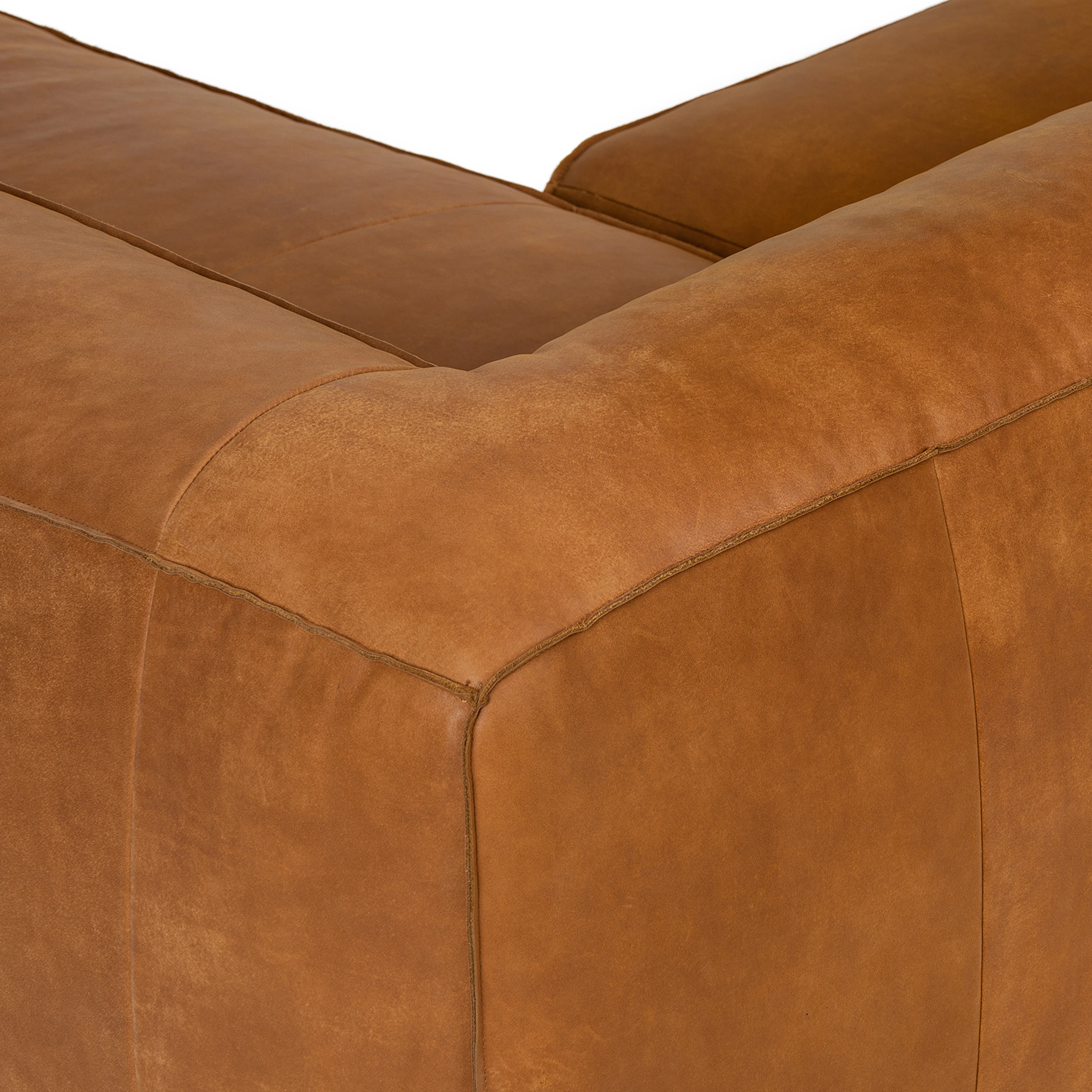Cigar 94.5" Rawhide Tan Leather Sectional Sofa