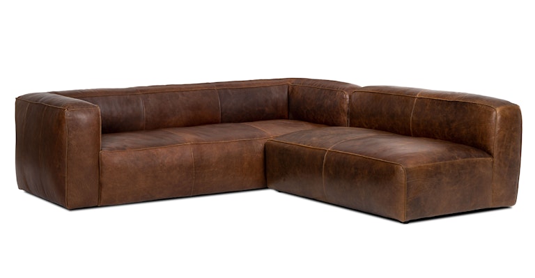 Cigar Rawhide Brown Reversible Sectional - Primary View 1 of 12 (Open Fullscreen View).