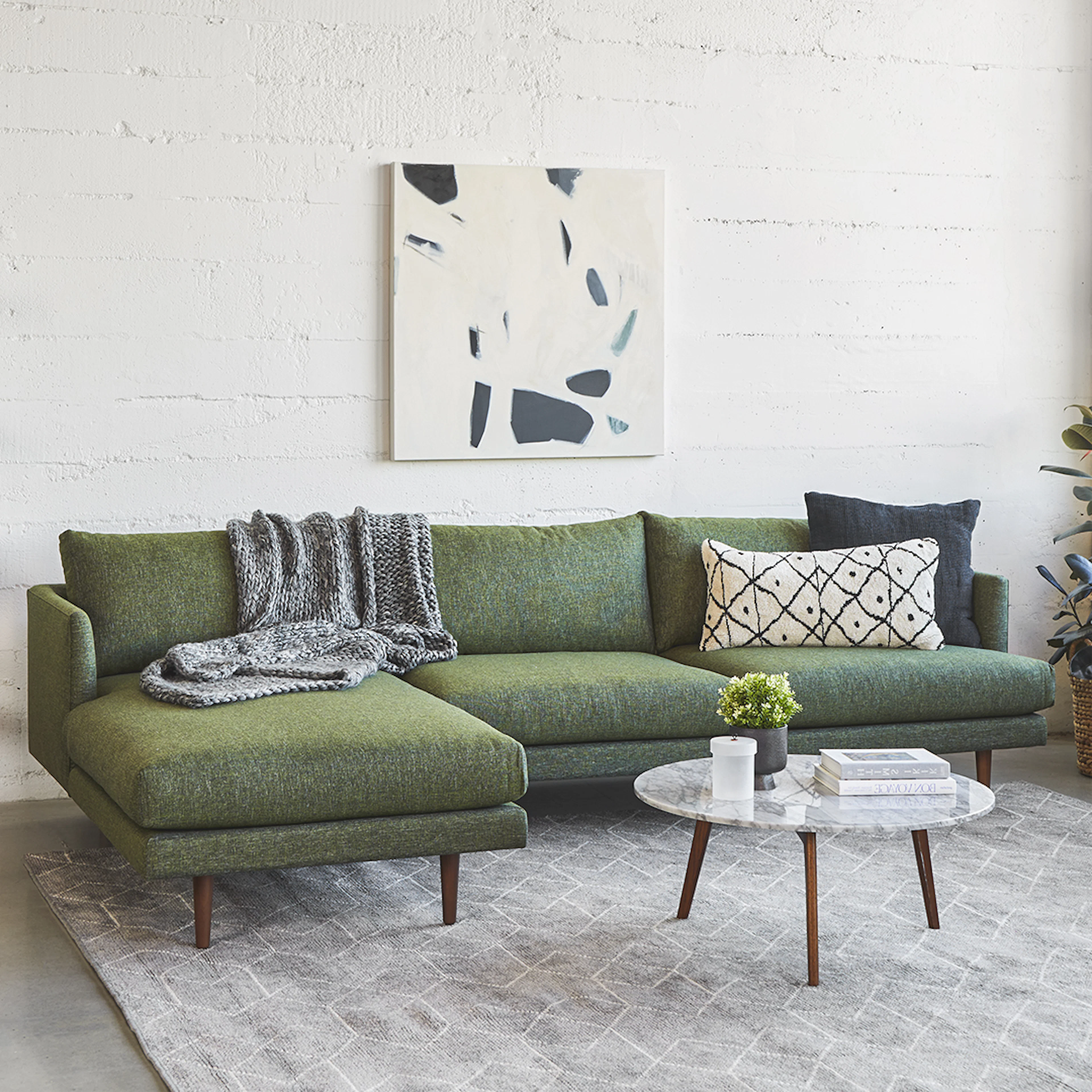 Burrard 112" Left Sectional Sofa - Forest Green