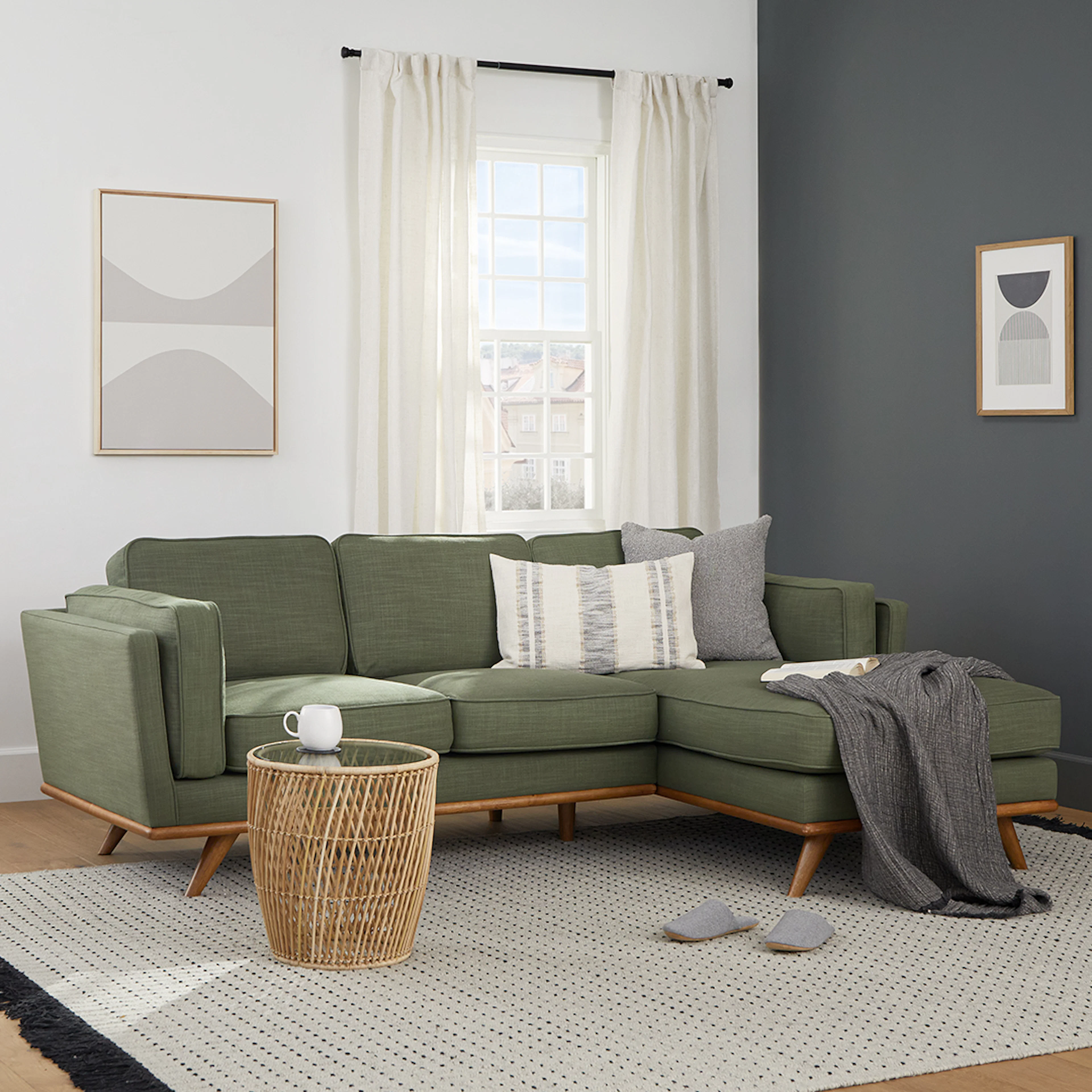 Timber 93" Right Sectional - Olio Green