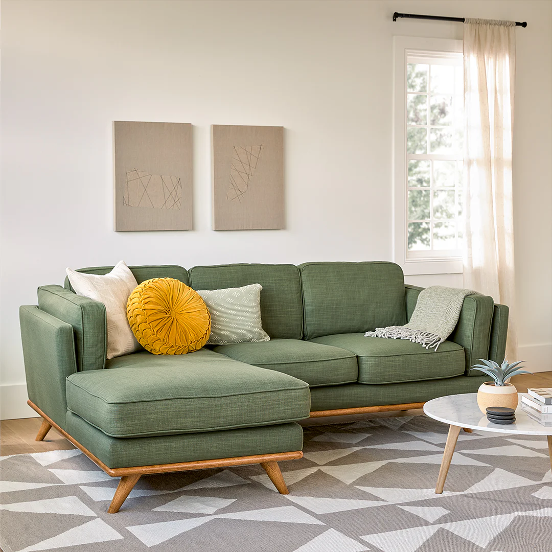 Timber 93" Left Sectional Sofa - Olio Green | Durable Comfort