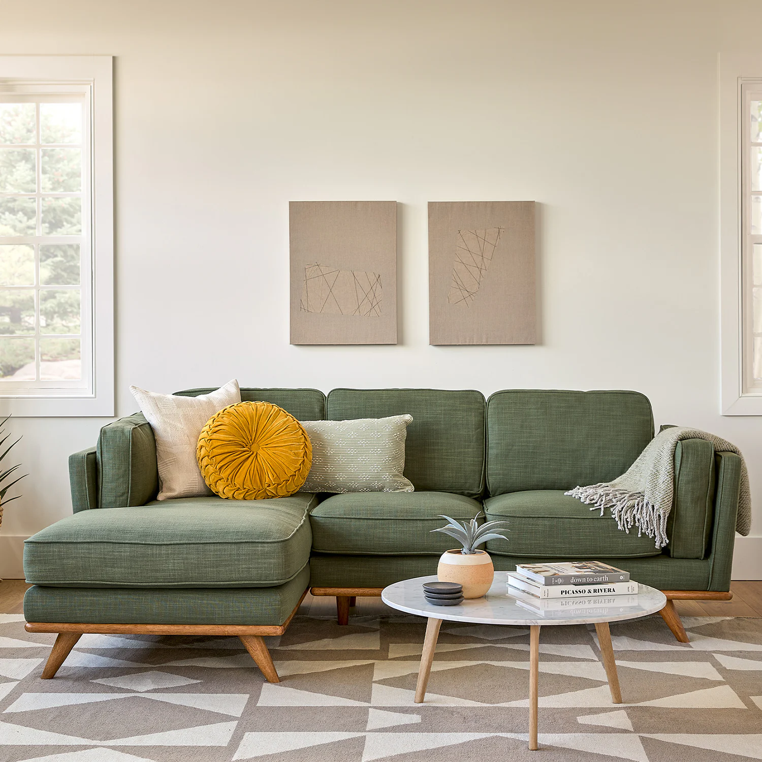 Timber 93" Left Sectional Sofa - Olio Green | Durable Comfort