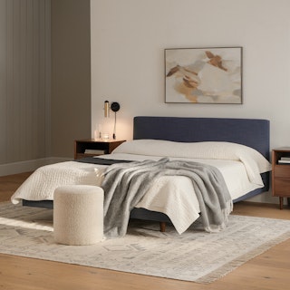 Tessu Queen Low Profile Upholstered Bed - Caspian Blue