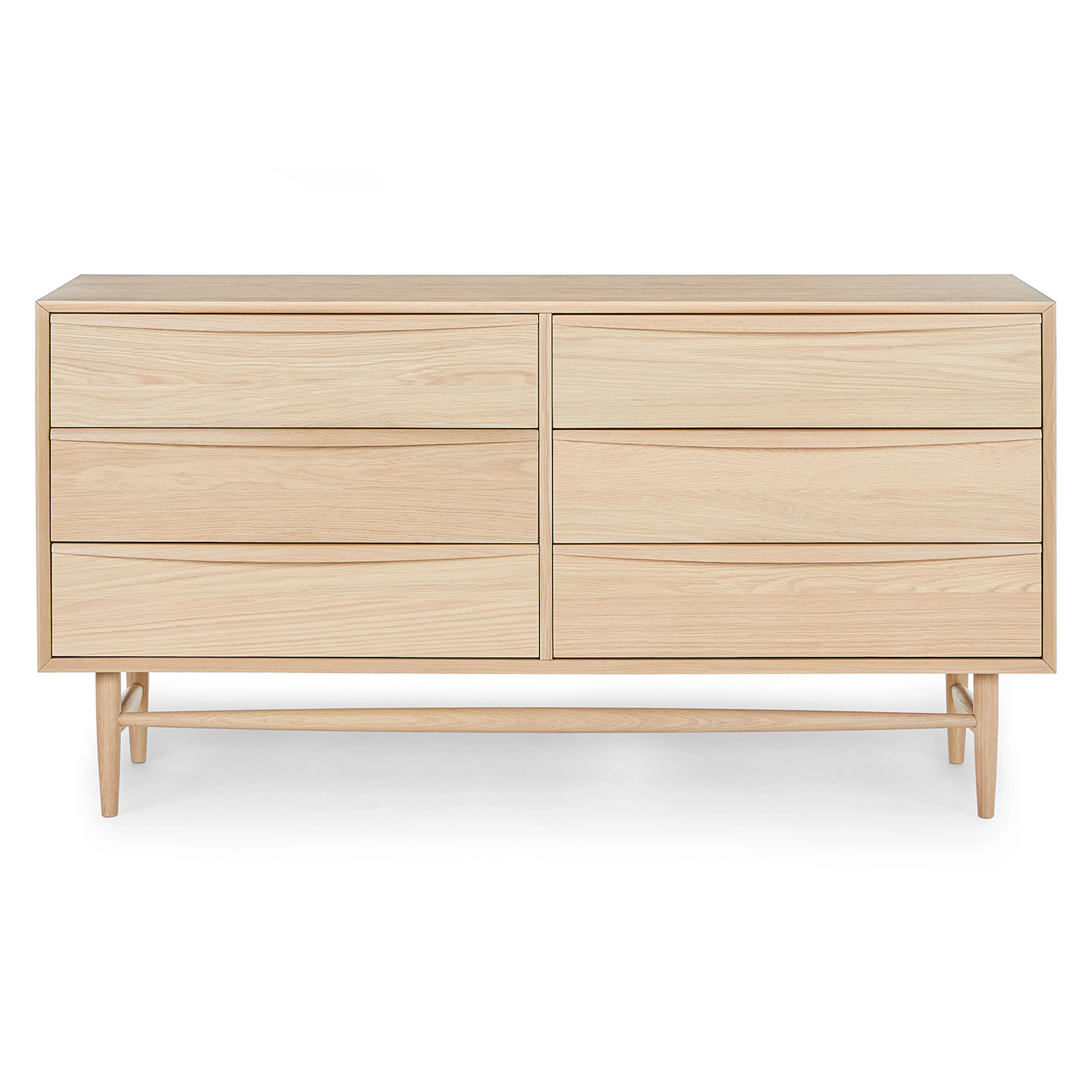 White Oak Wood Double Dresser w/ 6 Drawers | Lenia | Article