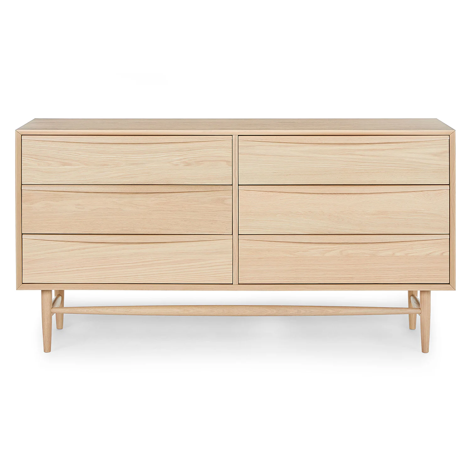 White Oak Wood Double Dresser w/ 6 Drawers | Lenia | Article