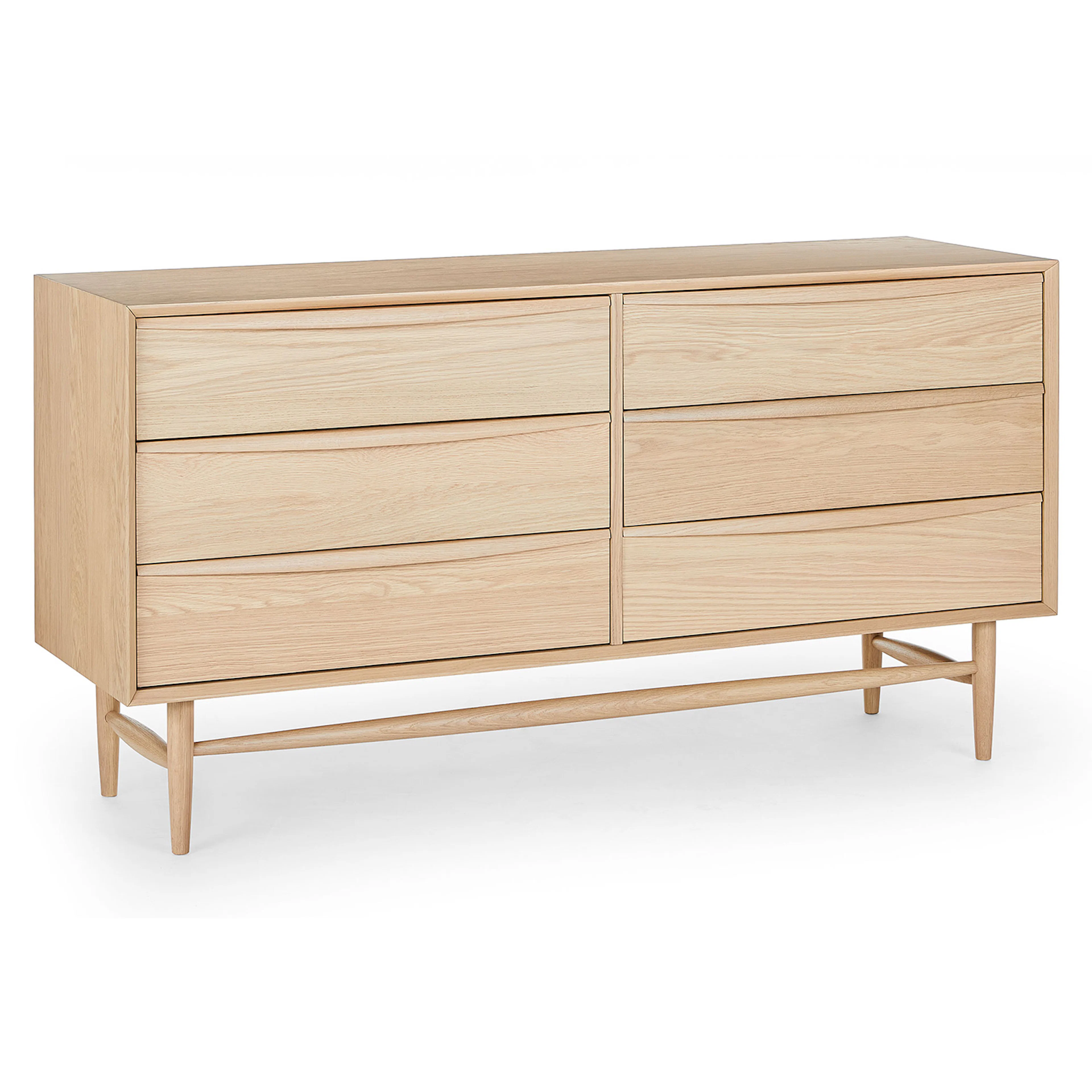 White Oak Wood Double Dresser w/ 6 Drawers | Lenia | Article