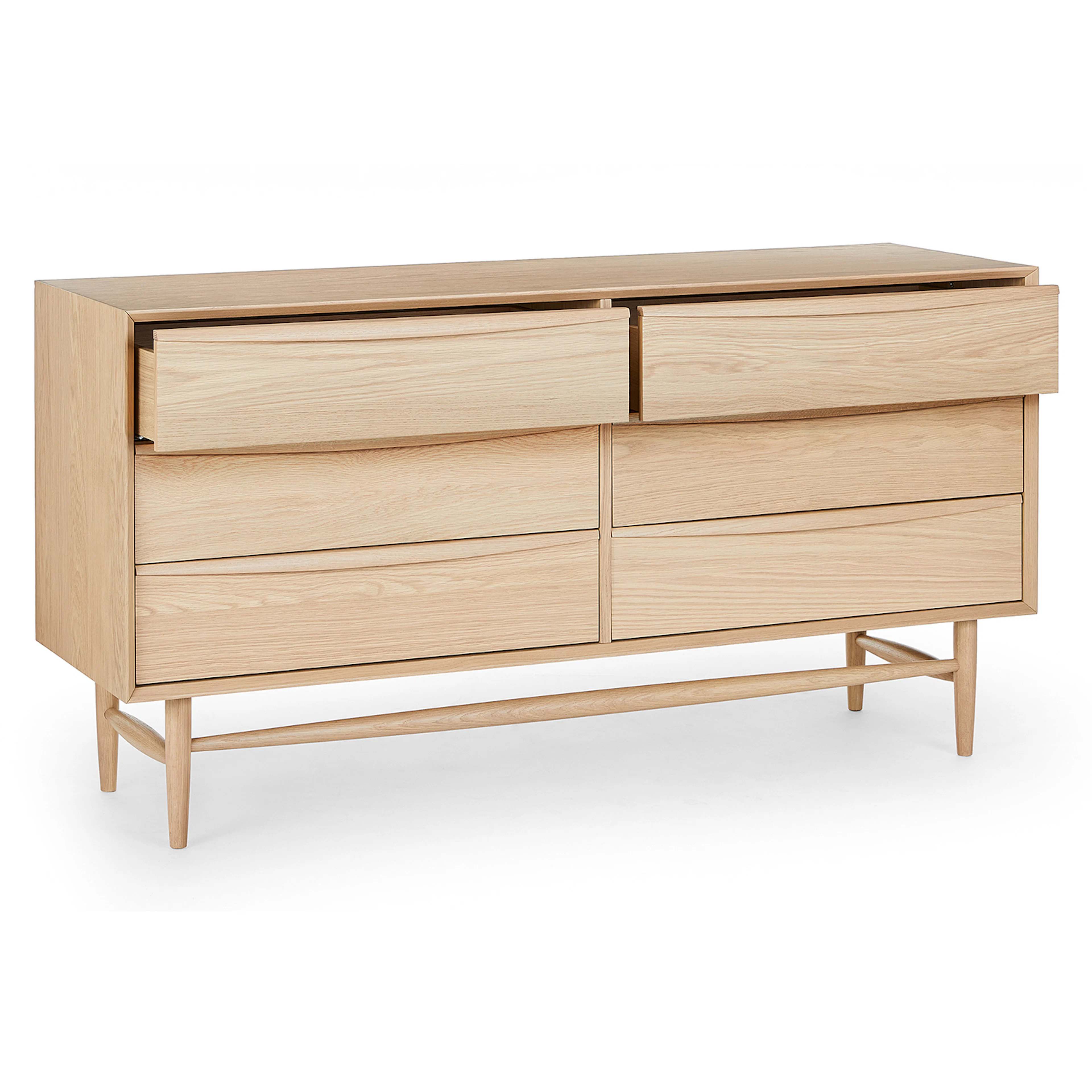 White Oak Wood Double Dresser w/ 6 Drawers | Lenia | Article