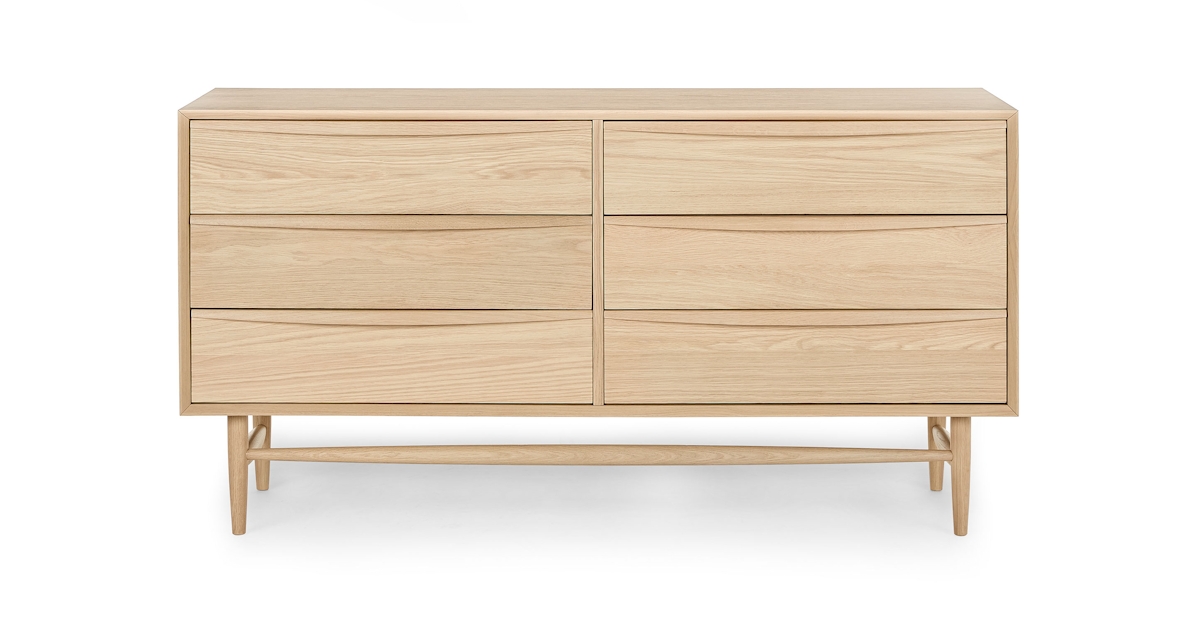 White Oak Wood Double Dresser W 6, Nouvelle 6 Drawer Dresser White Modern
